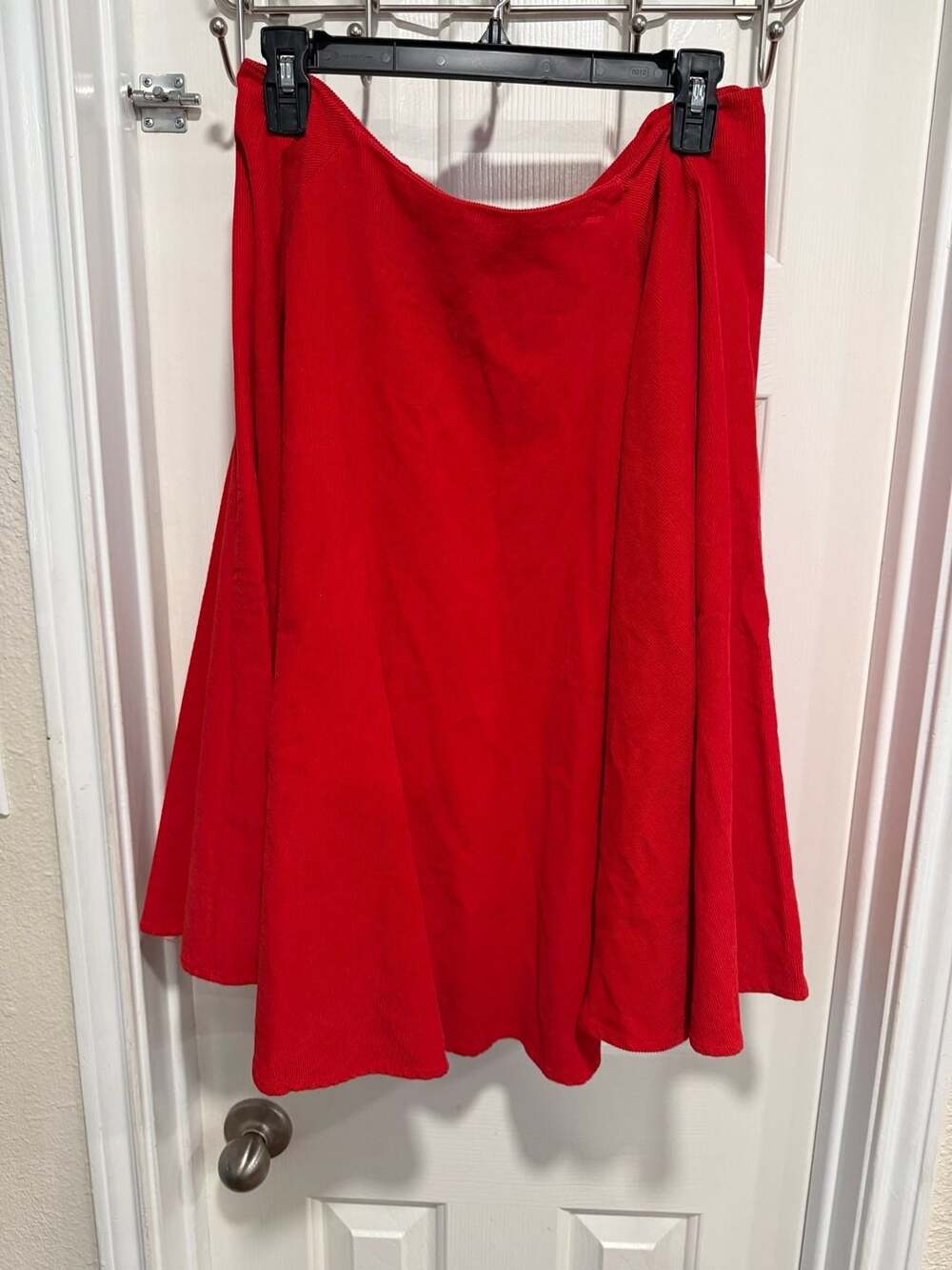 Barbie x Unique Vintage Skirt Large Red Corduroy Circle Skater Mattel Retro